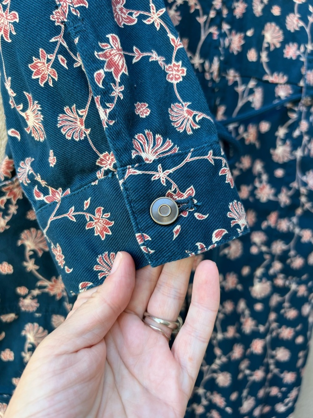 Floral Utility Jumpsuit in Deep Teal - Picture 6 of 11